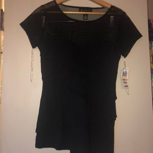INC Mesh Top Black Blouse S